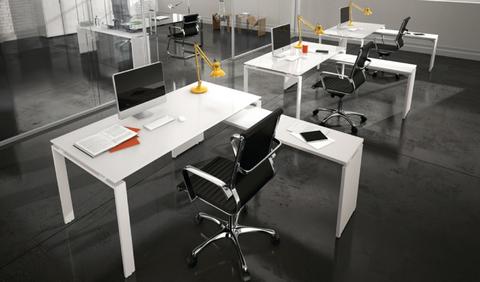 Office simple and modern with metal legs and an auxiliary bench COMBO 2