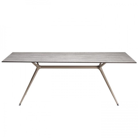 Modern table with metal base and glass surface metropolis xl