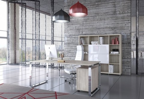 Office corner desk with nikel base