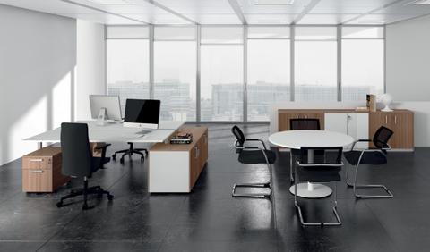 Office manager with drawers and desk cabinets and guest table COMPOSITION