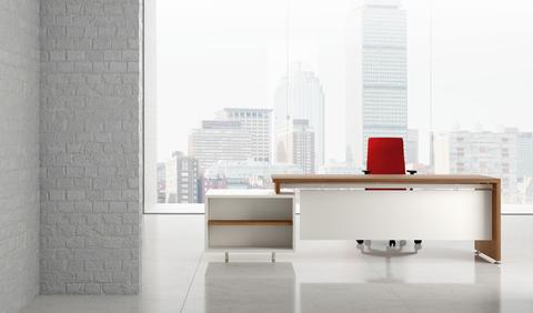 Modern office with a wooden work desk and glass GO 08