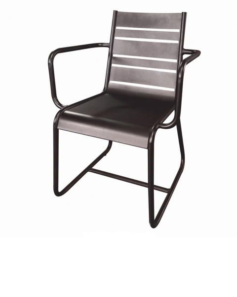 Modern metal armchair with armrest