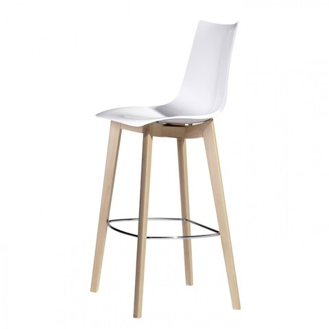 Modern stool with wooden legs natural zebra
