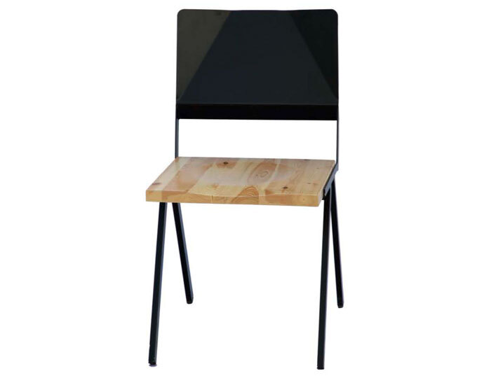 Καρέκλα ξύλινη με μεταλλική βάση σχολικού τύπου slim-w