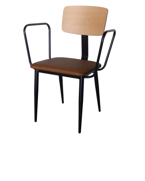 Modern metal armchair with armrests