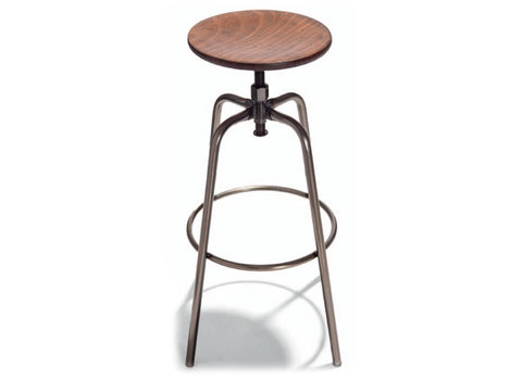 Stool with metal base and wooden seat Susi