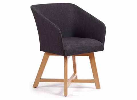Chair armchair fabric with wooden base  lusso