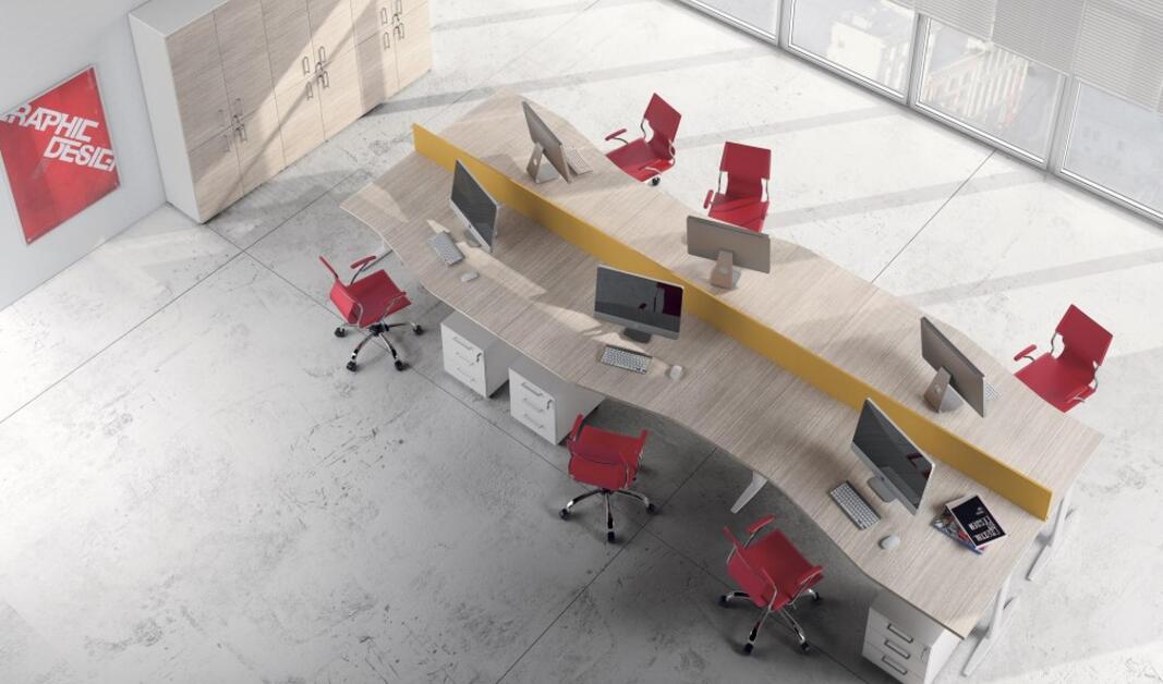 Modern desk workstation 6 places for business COMPOSITION 8